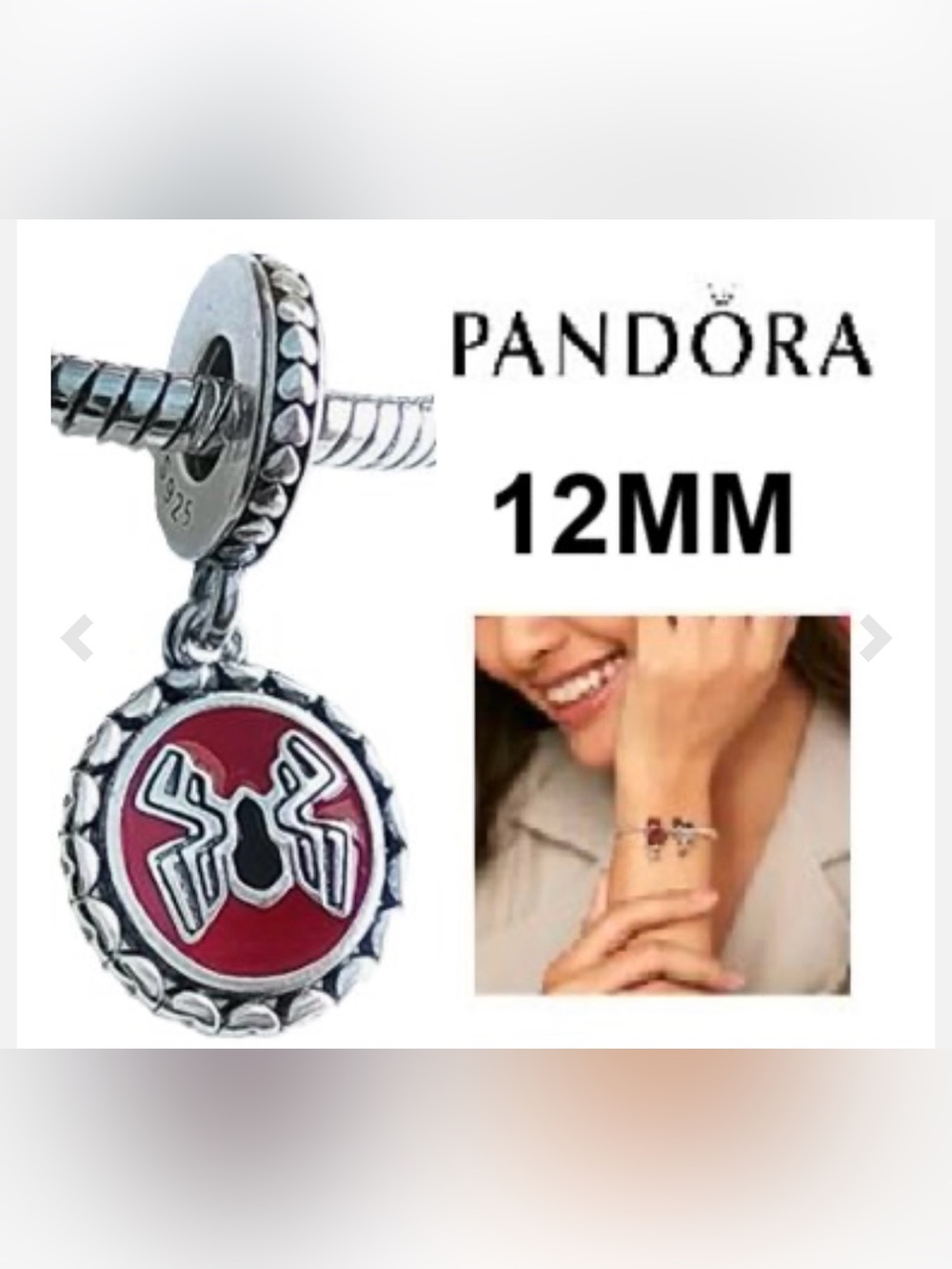 Sterling Silver 'Web-Slinger' Bottle Cap Dangle Charm Pandora Authentic